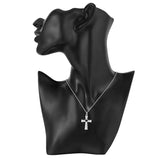 925 Silver Cross Pendant Necklace Crystal Wedding Jewelry