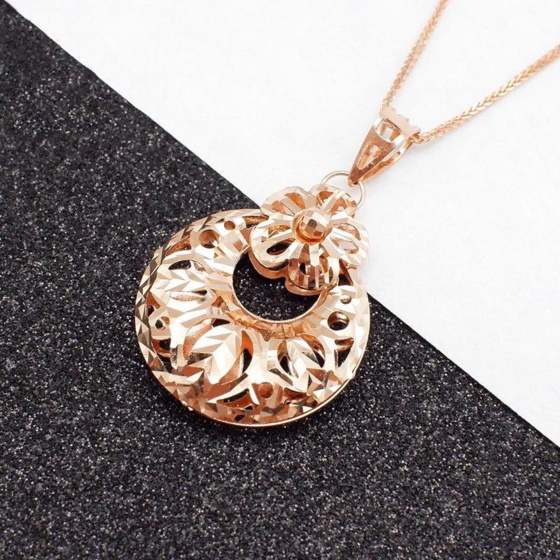 Purple Geometric Huahua Pendant 14K Rose Necklace for Woman