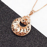 Purple Geometric Huahua Pendant 14K Rose Necklace for Woman