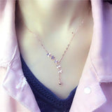 14K Rose Gold Plated Bead Chain Necklace with Purple Stars for Her