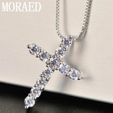 925 Silver Zircon Cross Pendant Necklace for Women
