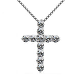 925 Silver Zircon Cross Pendant Necklace for Women