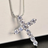 925 Silver Zircon Cross Pendant Necklace for Women