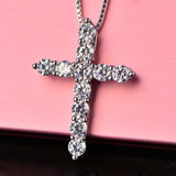 925 Silver Zircon Cross Pendant Necklace for Women