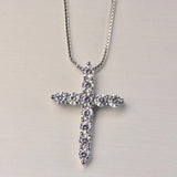 925 Silver Zircon Cross Pendant Necklace for Women