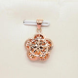 Purple Hollow Flower Pendant Necklace 14K Rose Chain Wedding Jewelry