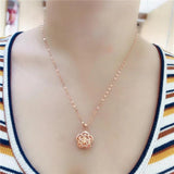 Purple Hollow Flower Pendant Necklace 14K Rose Chain Wedding Jewelry