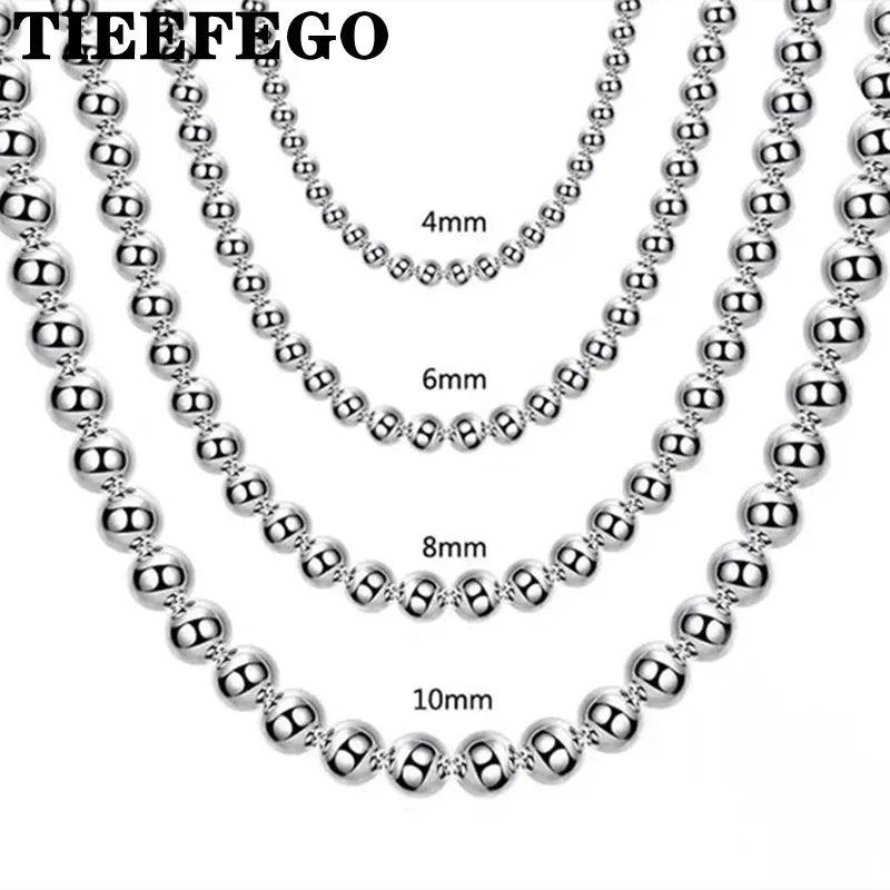 925 Silver 4MM/6MM/8MM/10MM 18 Inch Ball Chain Necklace