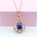 14K Rose Gold Plated Purple Sapphire Fan Pendant Necklace