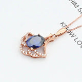 14K Rose Gold Plated Purple Sapphire Fan Pendant Necklace