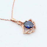 14K Rose Gold Plated Purple Sapphire Fan Pendant Necklace
