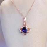 14K Rose Gold Plated Purple Sapphire Fan Pendant Necklace