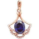 14K Rose Gold Plated Purple Sapphire Fan Pendant Necklace