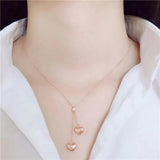 Romantic Rose Gold Purple Heart Pendant Necklace for Girlfriend