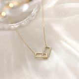 Starmoon 925 Silver Rectangle Zircon Circle CZ Zirconia Necklace