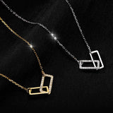 Starmoon 925 Silver Rectangle Zircon Circle CZ Zirconia Necklace