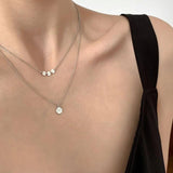 925 Silver Double Necklace with Diamond for Women
