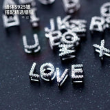 925 Silver Zircon Initial Pendant Name DIY Jewelry (NO CHAIN)