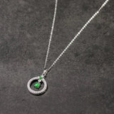 Chalcedony Chain Necklace Green Pendant Silver Jewelry
