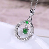 Chalcedony Chain Necklace Green Pendant Silver Jewelry