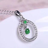 Chalcedony Chain Necklace Green Pendant Silver Jewelry
