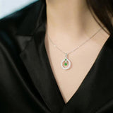 Chalcedony Chain Necklace Green Pendant Silver Jewelry