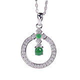 Chalcedony Chain Necklace Green Pendant Silver Jewelry