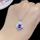 Purple Zircon Pendant Necklace S925 Silver Jewelry