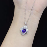 Purple Zircon Pendant Necklace S925 Silver Jewelry