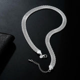 925 Sterling Silver Net Chain Necklace for Women Jewelry Wedding