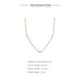 925 Silver Triple Zircon Necklace Pendant for Women Gift