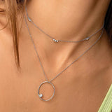 925 Silver Triple Zircon Necklace Pendant for Women Gift