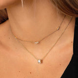 925 Silver Triple Zircon Necklace Pendant for Women Gift