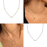 925 Silver Triple Zircon Necklace Pendant for Women Gift