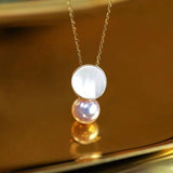 Vintage Pearl Necklace Silver Inlaid Fritillary Clavicle Chain Pendant