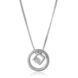 925 Silver Necklace Pendant Round square nest Adjustable Chain Choker