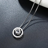 925 Silver Necklace Pendant Round square nest Adjustable Chain Choker