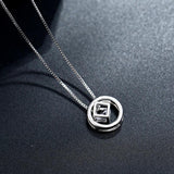 925 Silver Necklace Pendant Round square nest Adjustable Chain Choker