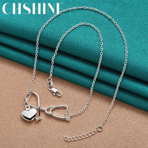 925 Silver Stethoscope Heartbeat Necklace for Women
