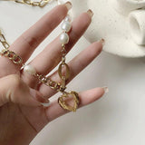 Baroque Freshwater Natural Pearl Heart Pendant Necklace for Women Girls
