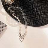 Baroque Freshwater Natural Pearl Heart Pendant Necklace for Women Girls