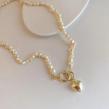 Baroque Pearl Necklace Heart Pendant Clasp Choker