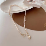 Baroque Pearl Necklace Heart Pendant Clasp Choker