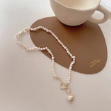 Baroque Pearl Necklace Heart Pendant Clasp Choker
