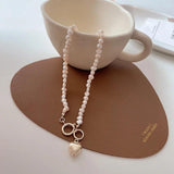 Baroque Pearl Necklace Heart Pendant Clasp Choker