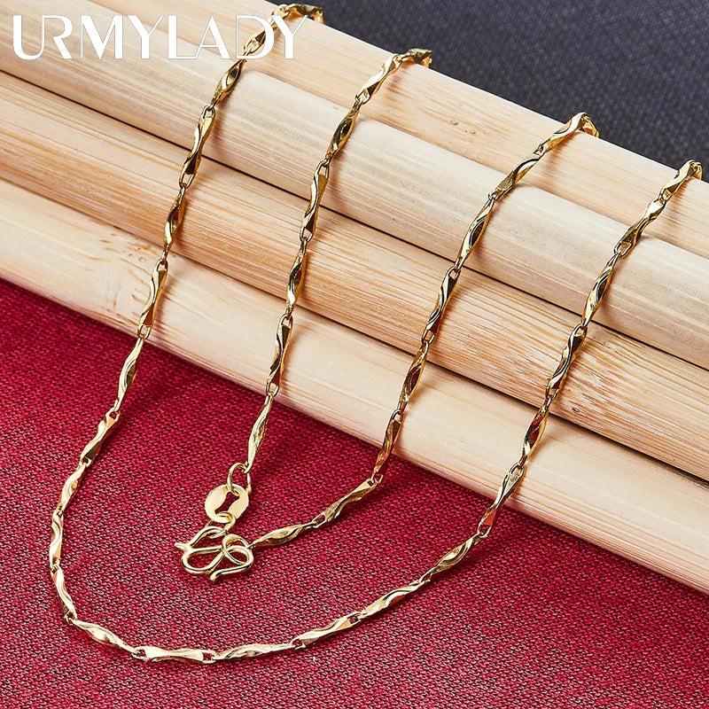 24K Clavicle Chain Necklace Wedding Engagement Party Jewelry