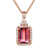 925 Silver Ruby Zircon Geometric Pendant Necklace for Women