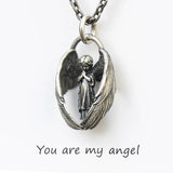 Unisex Retro Silver Angel Pendant Necklace