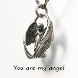 Unisex Retro Silver Angel Pendant Necklace