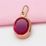 Purple Plated 14K Rose Oval Ruby Pendant Choker Necklace